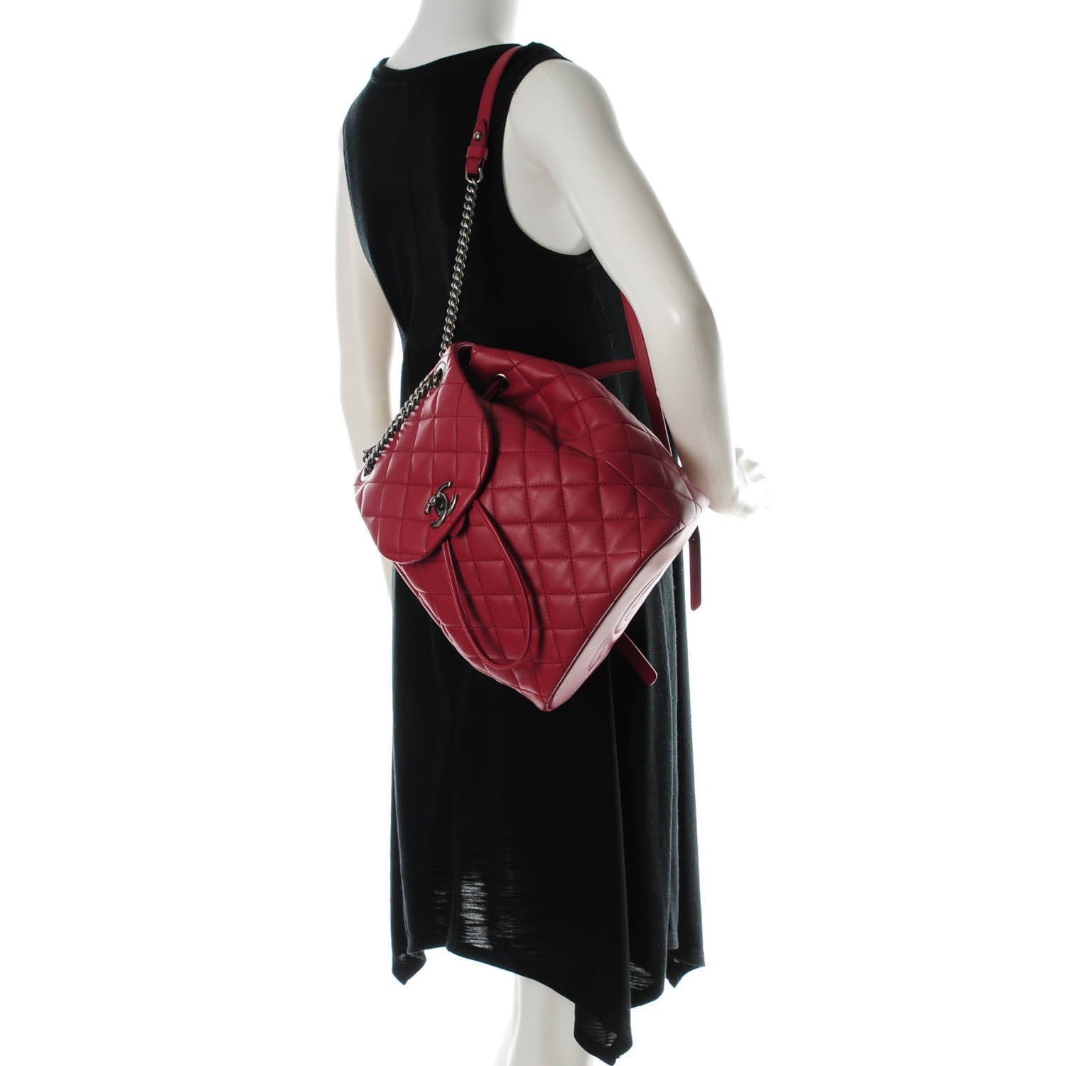 Chanel Lambskin Quilted Daily Supple Backpack Dark Red 2 of 10