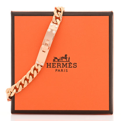 Hermes 18K Rose Gold Diamond PM Kelly Chaine Bracelet XL 4 of 4