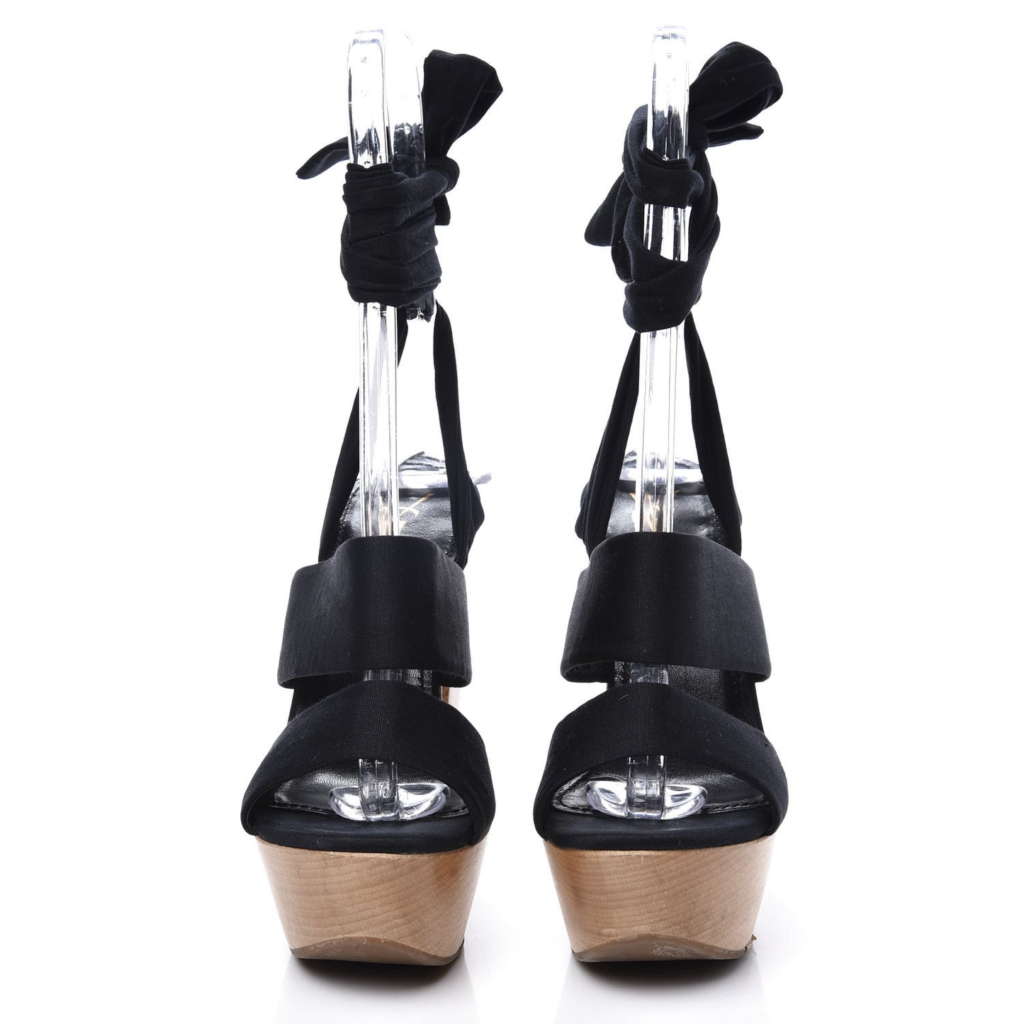 Suede Tie Platform Sandals 38 Black