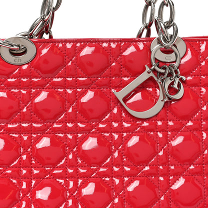 Christian Dior Patent Cannage Large Dior Soft Shopping Tote Red 8 of 11