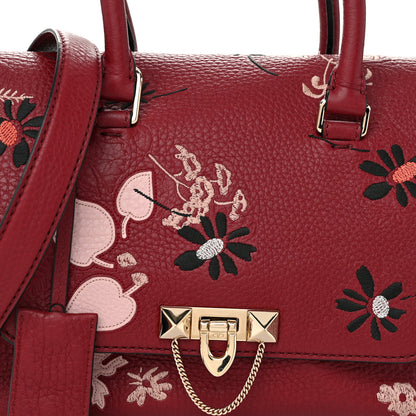 Valentino Garavani Alce Printed Calfskin Flower Embroidered Demilune Double Handle Satchel 7 of 13