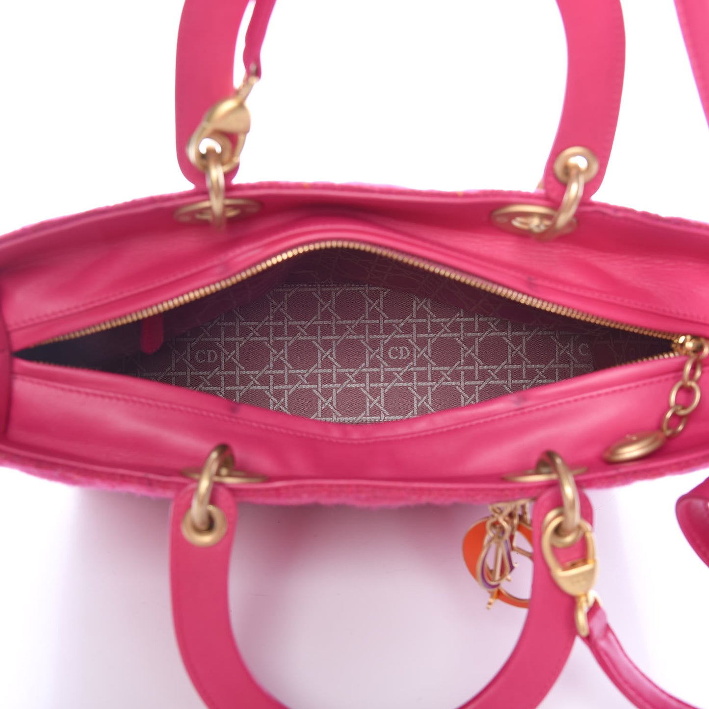 Tweed Cannage Large Lady Dior Rose Moyen