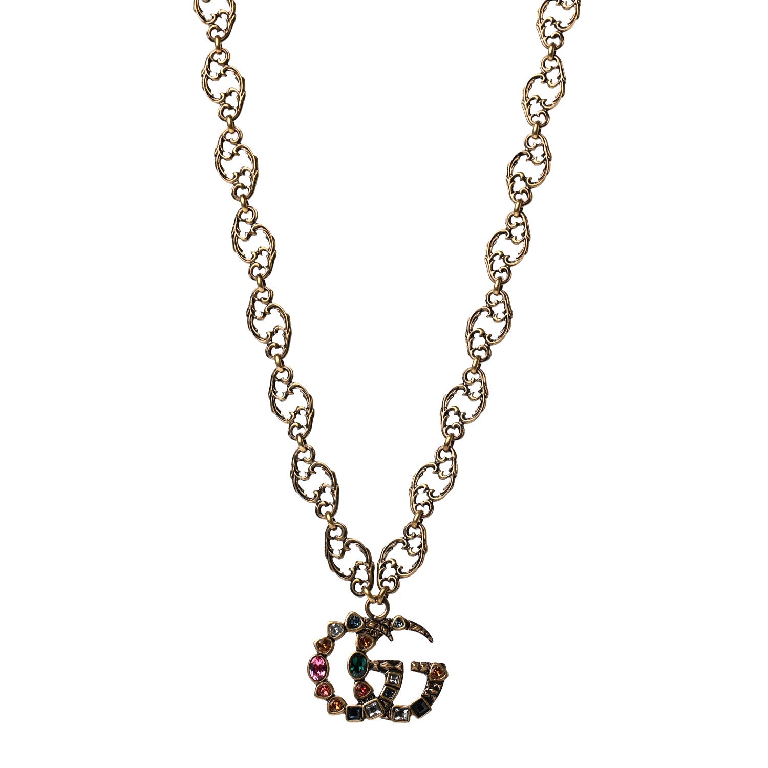 Gucci Crystal Marmont Necklace Aged Gold Multicolor 1 of 6