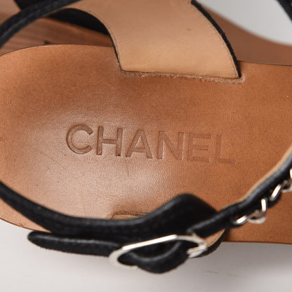 Chanel Suede CC Chain Sandals 40 Black 6 of 9