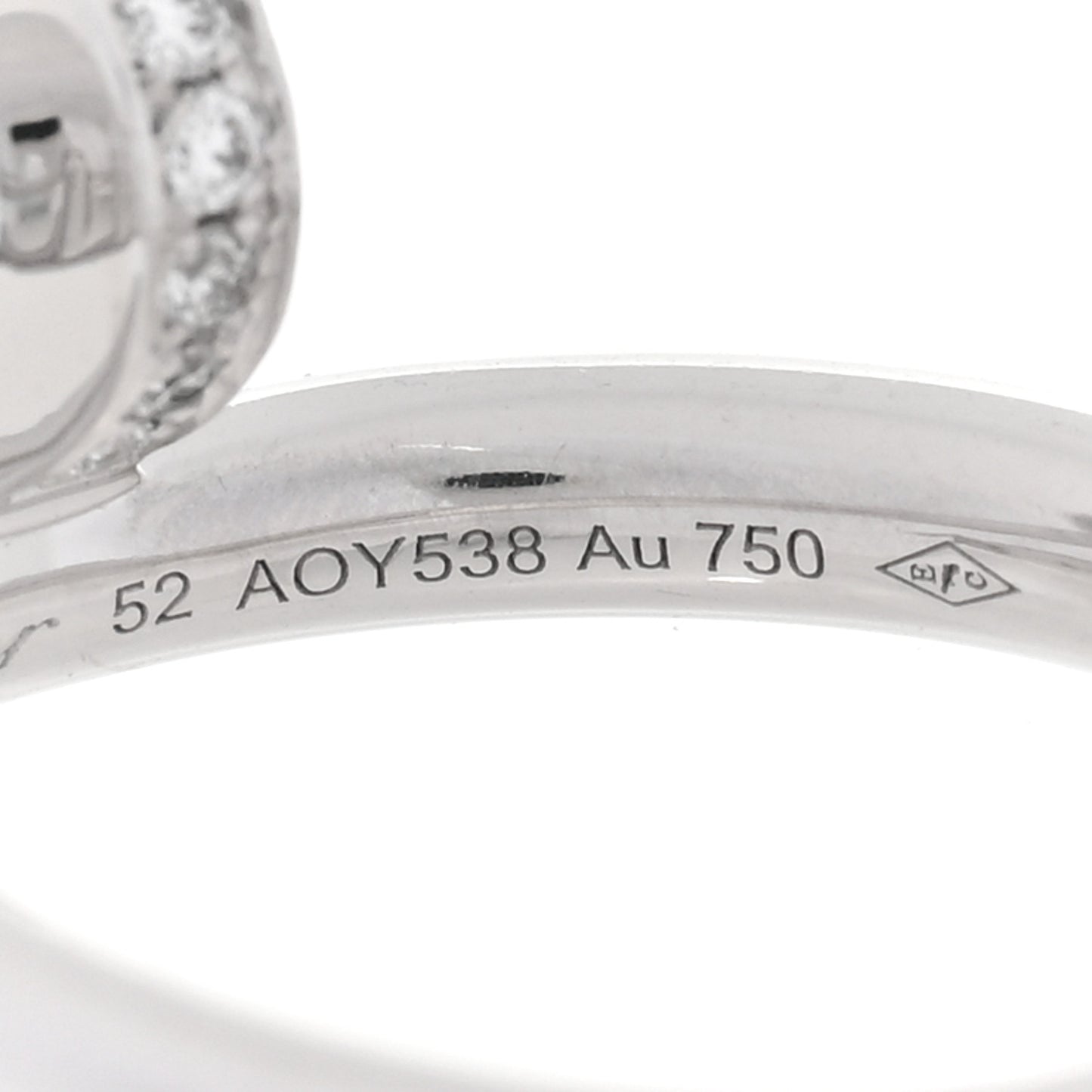 18K White Gold Diamond Juste Un Clou Ring 52 6