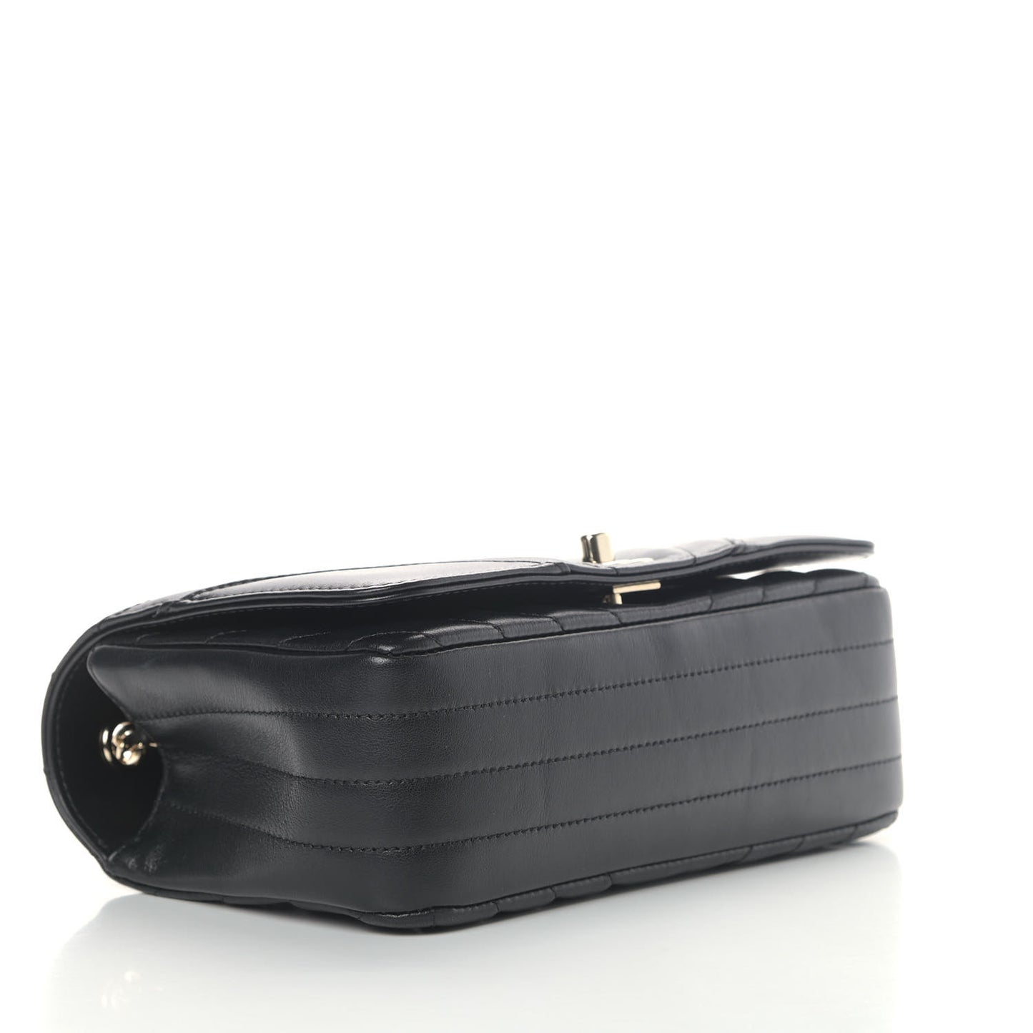 Calfskin Chevron Quilted Mini Statement Flap Black