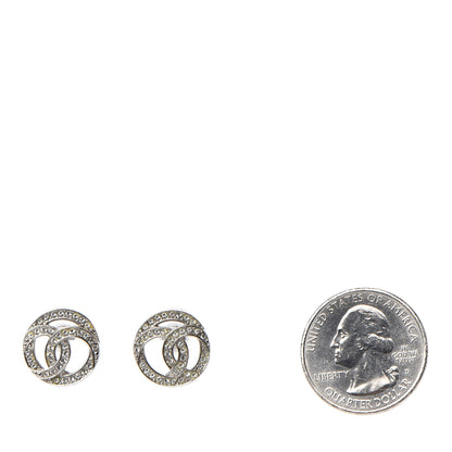 Chanel Crystal CC Round Earrings Silver 2 of 5