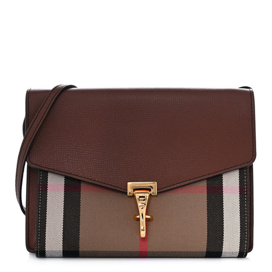 Derby Calfskin House Check Small Macken Crossbody Bag Tan