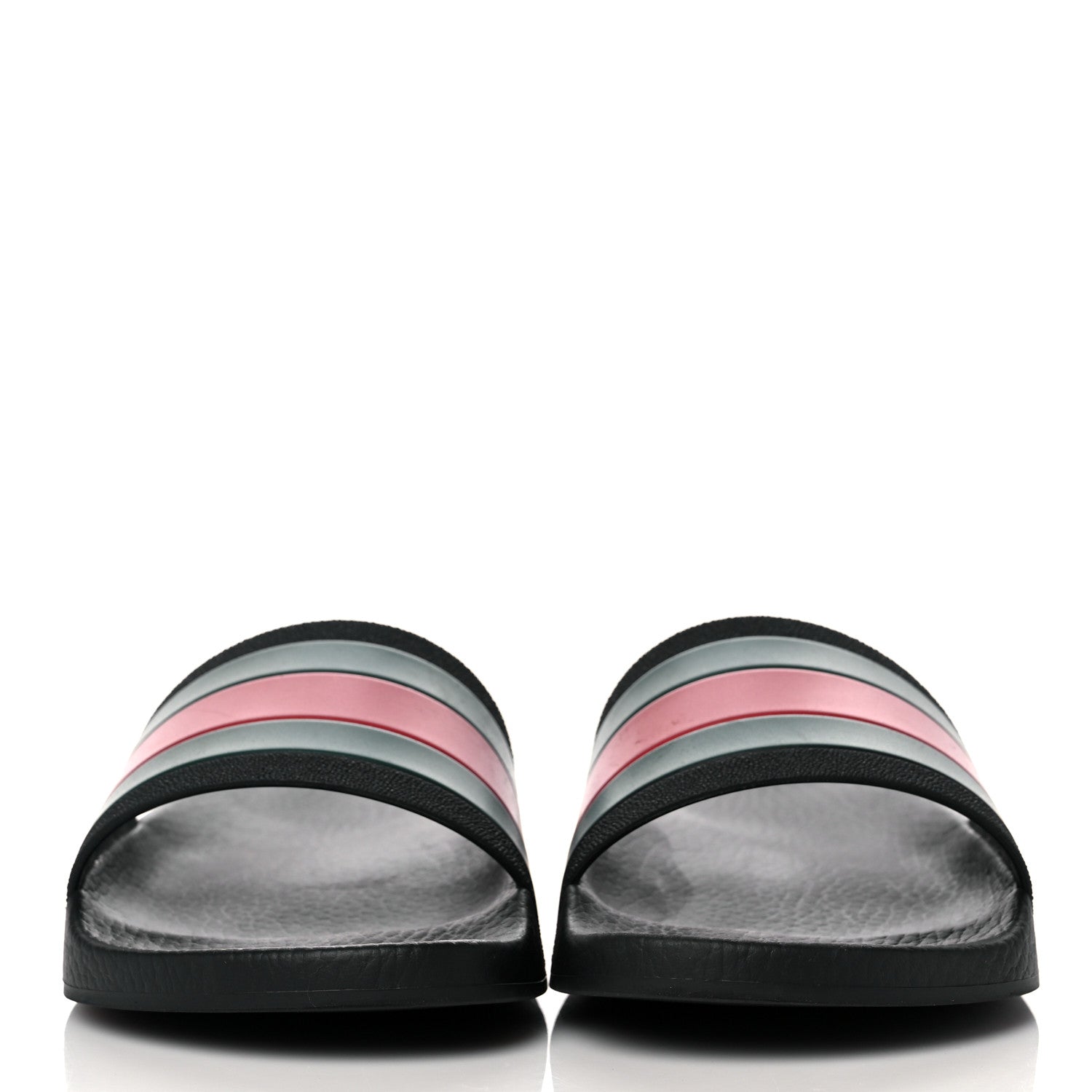 Gucci Rubber Web Mens Pool Slide Sandals 6 Black Green Red 2 of 7