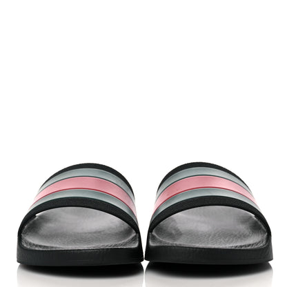 Gucci Rubber Web Mens Pool Slide Sandals 6 Black Green Red 2 of 7