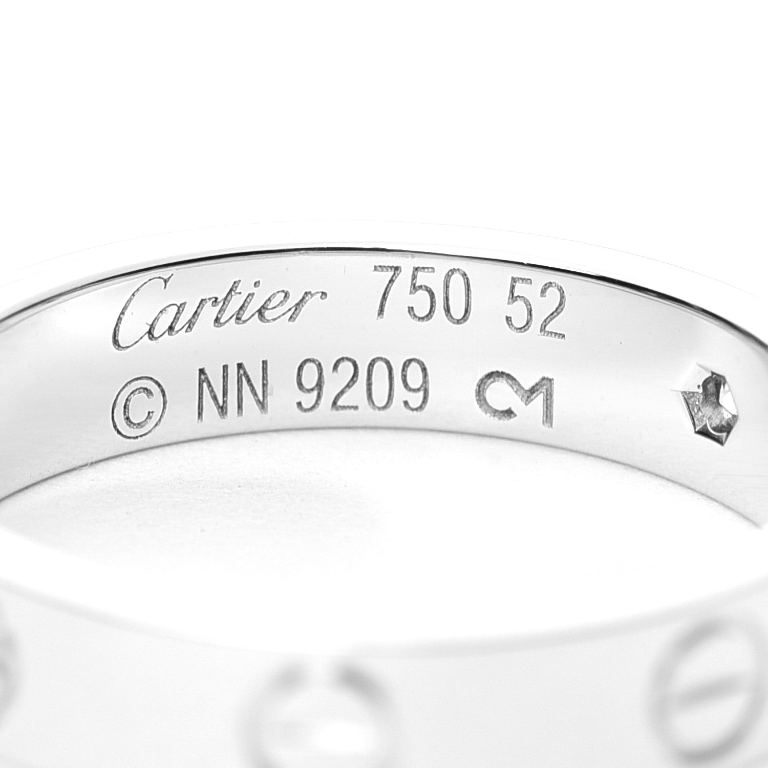 Cartier 18K White Gold Diamond 4mm LOVE Wedding Band Ring 52 6 4 of 5