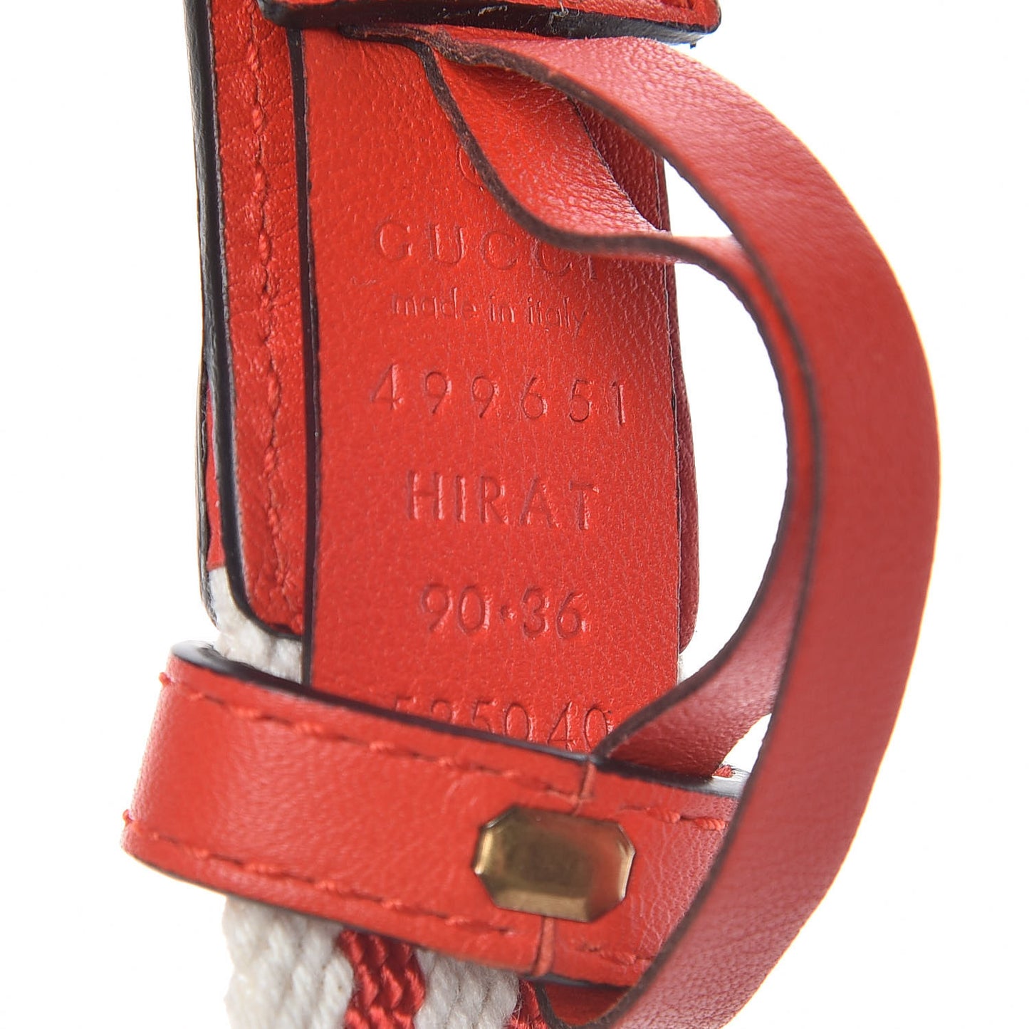 Canvas Striped GG Belt 90 36 White Red