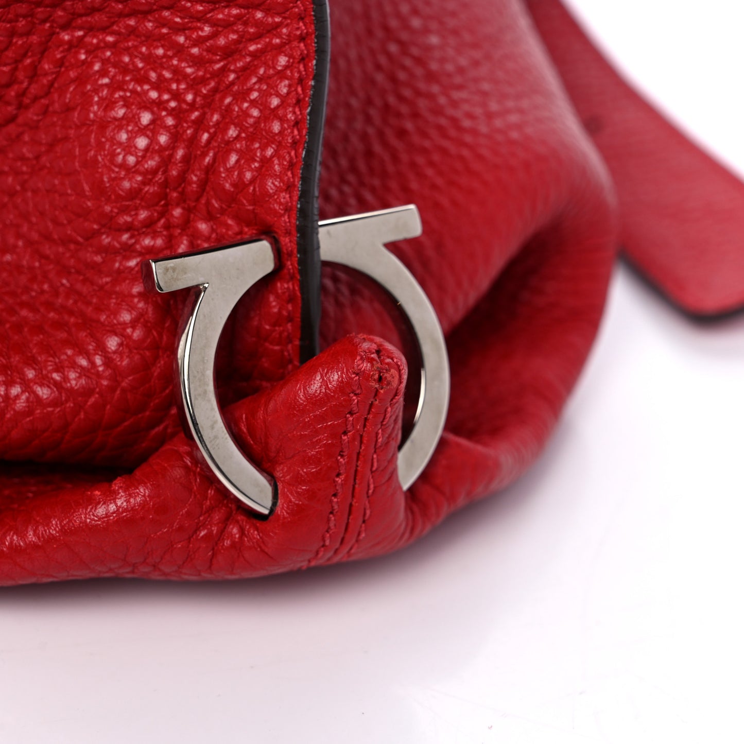 Grained Calfskin Sofia Satchel Red