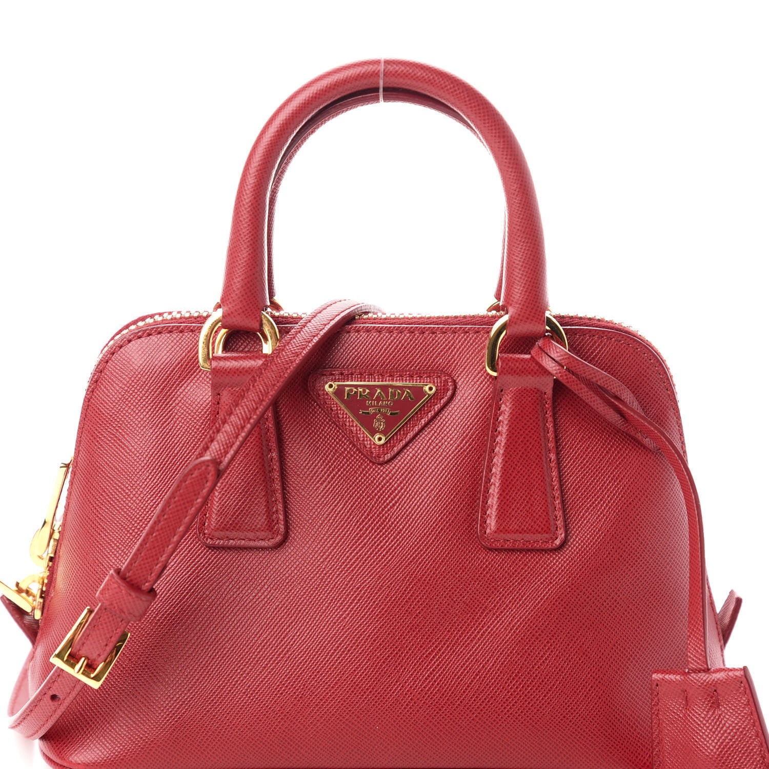 Prada Saffiano Lux Mini Promenade Tote Fuoco 7 of 11