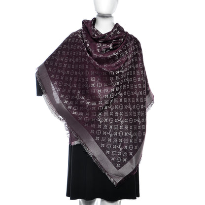 Louis Vuitton Silk Lurex Wool Monogram Shine Shawl Amarante 2 of 8
