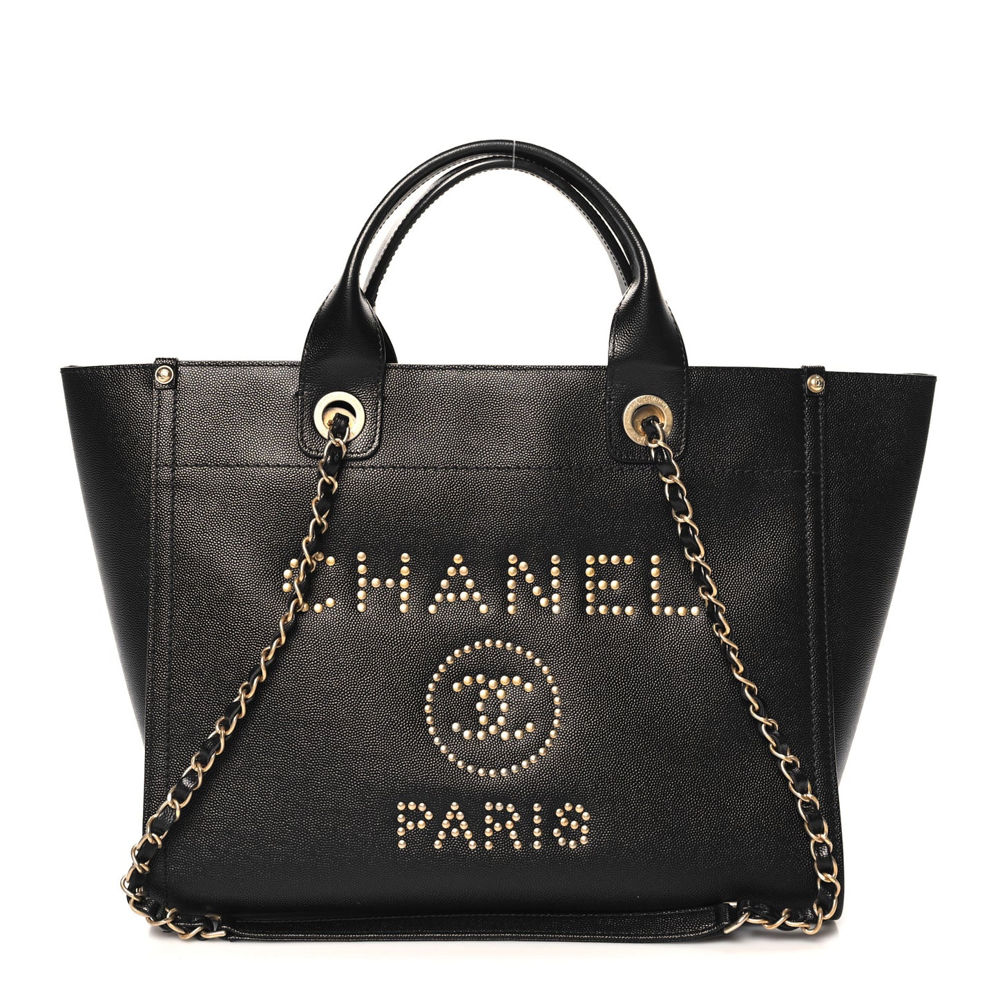 Caviar Small Studded Deauville Tote Black