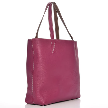 Hermes Taurillon Clemence Double Sens 45 Reversible Tote Marron D'Inde Tosca 6 of 9