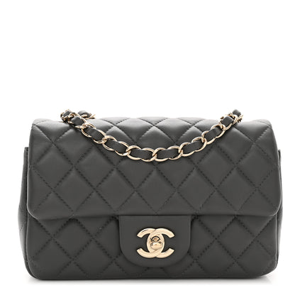 Chanel Lambskin Quilted Mini Rectangular Flap Dark Grey 1 of 11