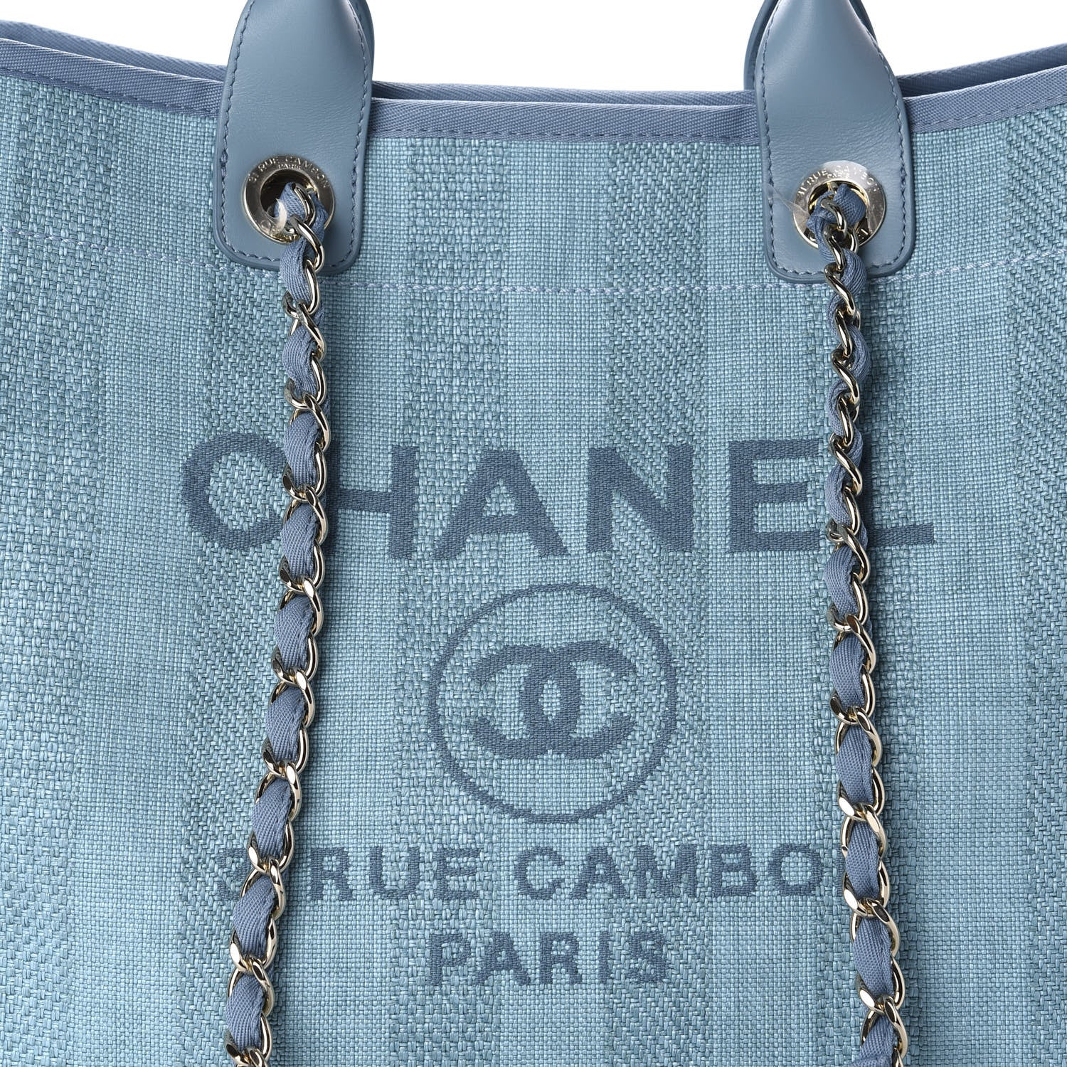 Chanel Mixed Fibers Striped Medium Deauville Tote Blue 10 of 11