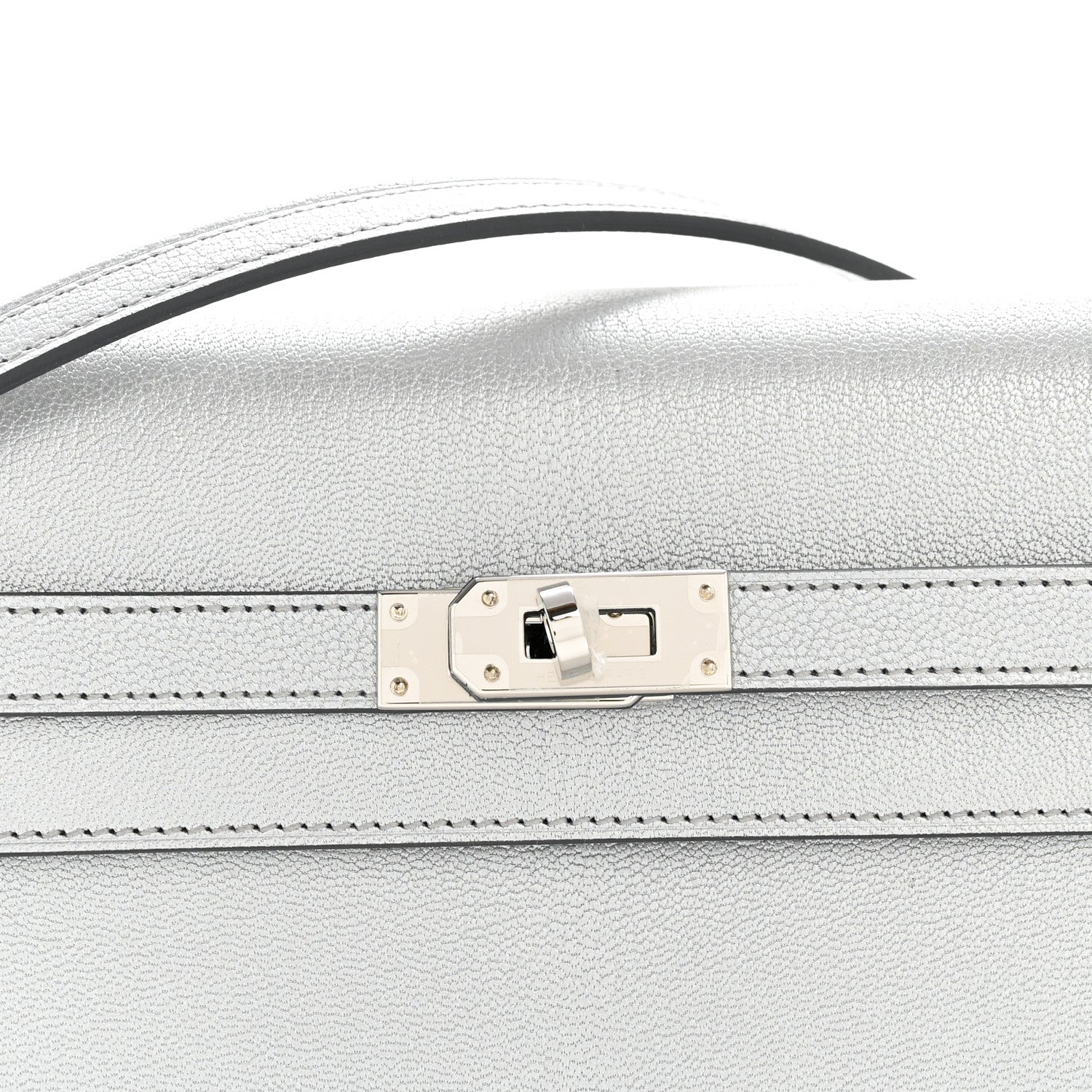 Hermes Metallic Chevre Chamkilight Kelly Wallet To Go Argent 7 of 10
