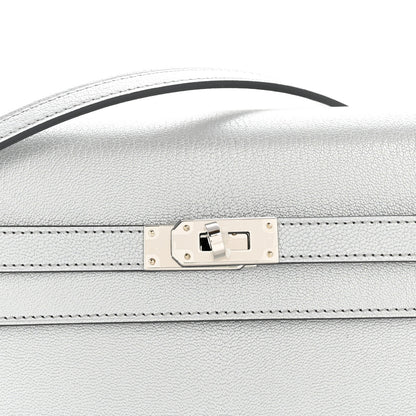 Hermes Metallic Chevre Chamkilight Kelly Wallet To Go Argent 7 of 10