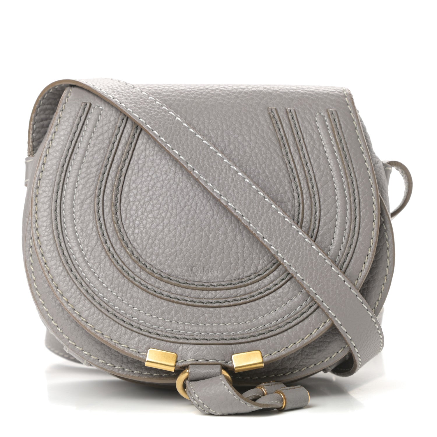 Chloe Calfskin Mini Marcie Round Crossbody Bag Cashmere Grey 1 of 15