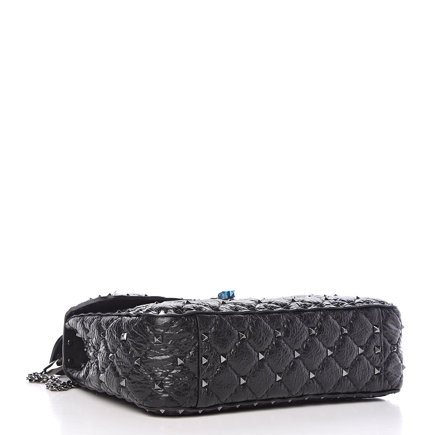 Valentino Garavani Craquele Nappa Medium Rockstud Spike Shoulder Bag Black 4 of 8