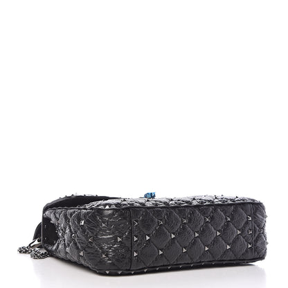 Valentino Garavani Craquele Nappa Medium Rockstud Spike Shoulder Bag Black 4 of 8