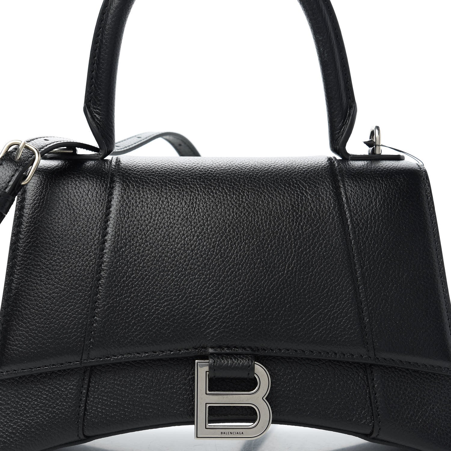 Balenciaga Grained Calfskin Small Hourglass Top Handle Bag Black 9 of 9