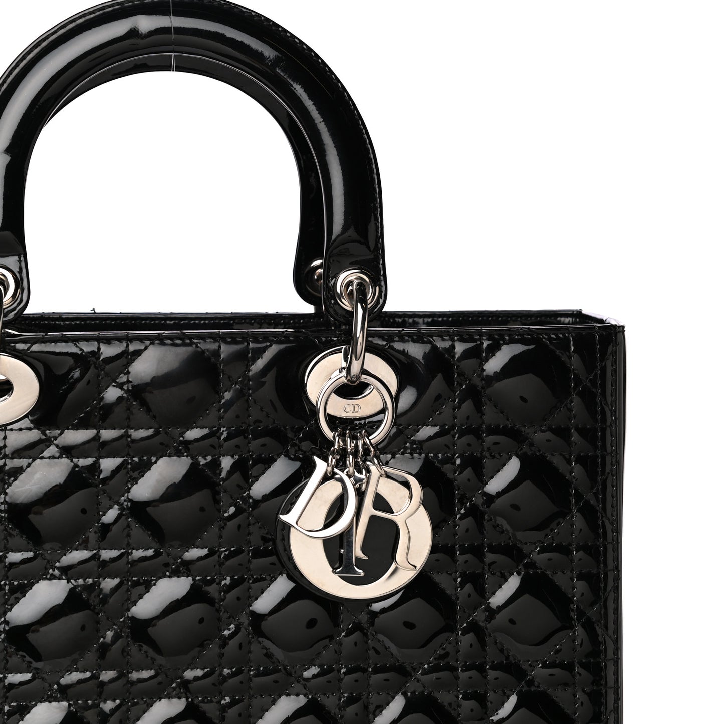 Patent Cannage Large Lady Dior Black