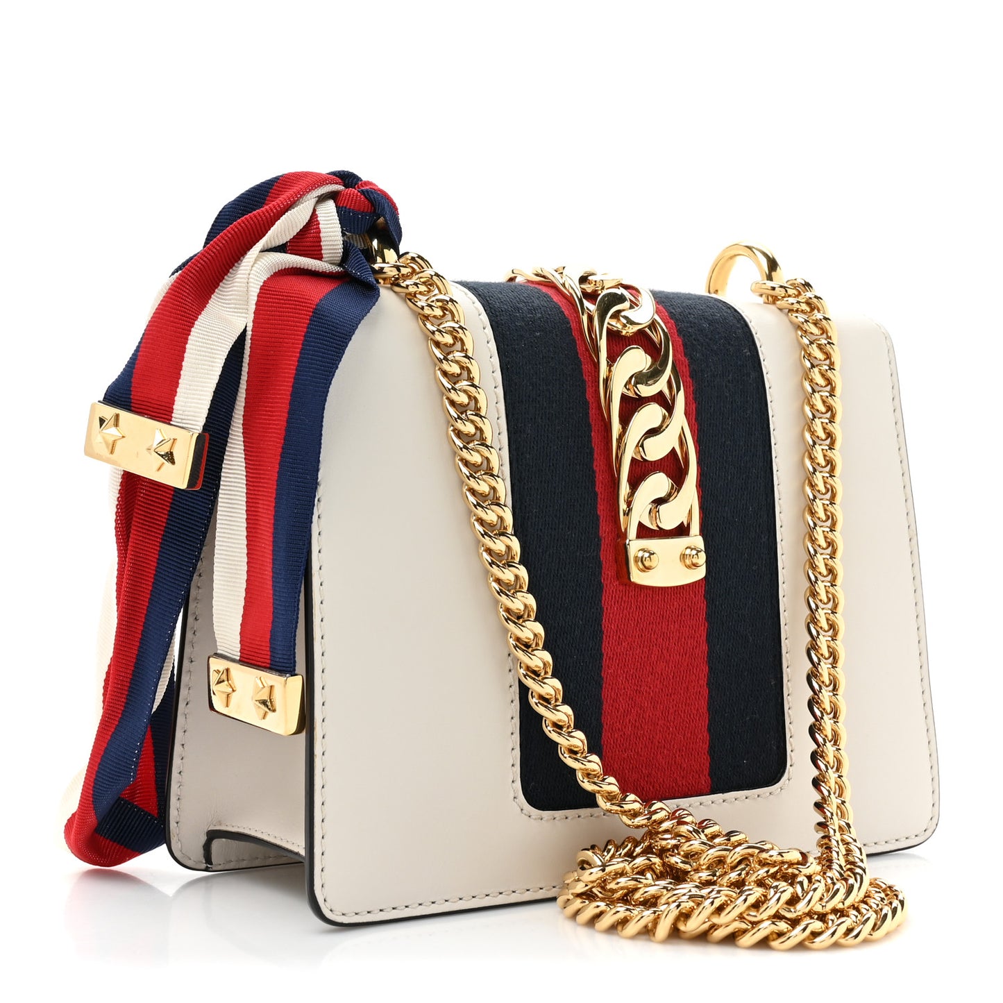 Calfskin Mini Sylvie Chain Shoulder Bag White