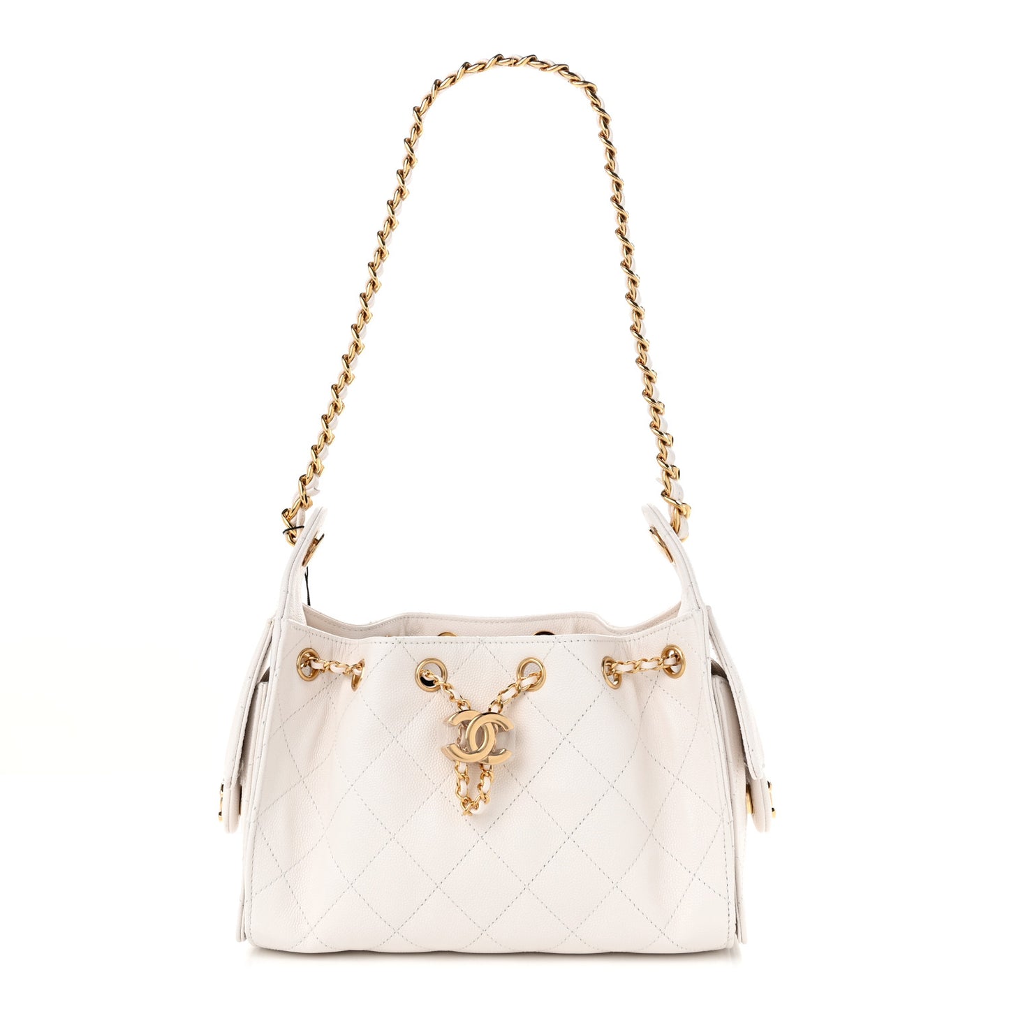 Caviar Quilted Mini Chanel 25 Handbag White