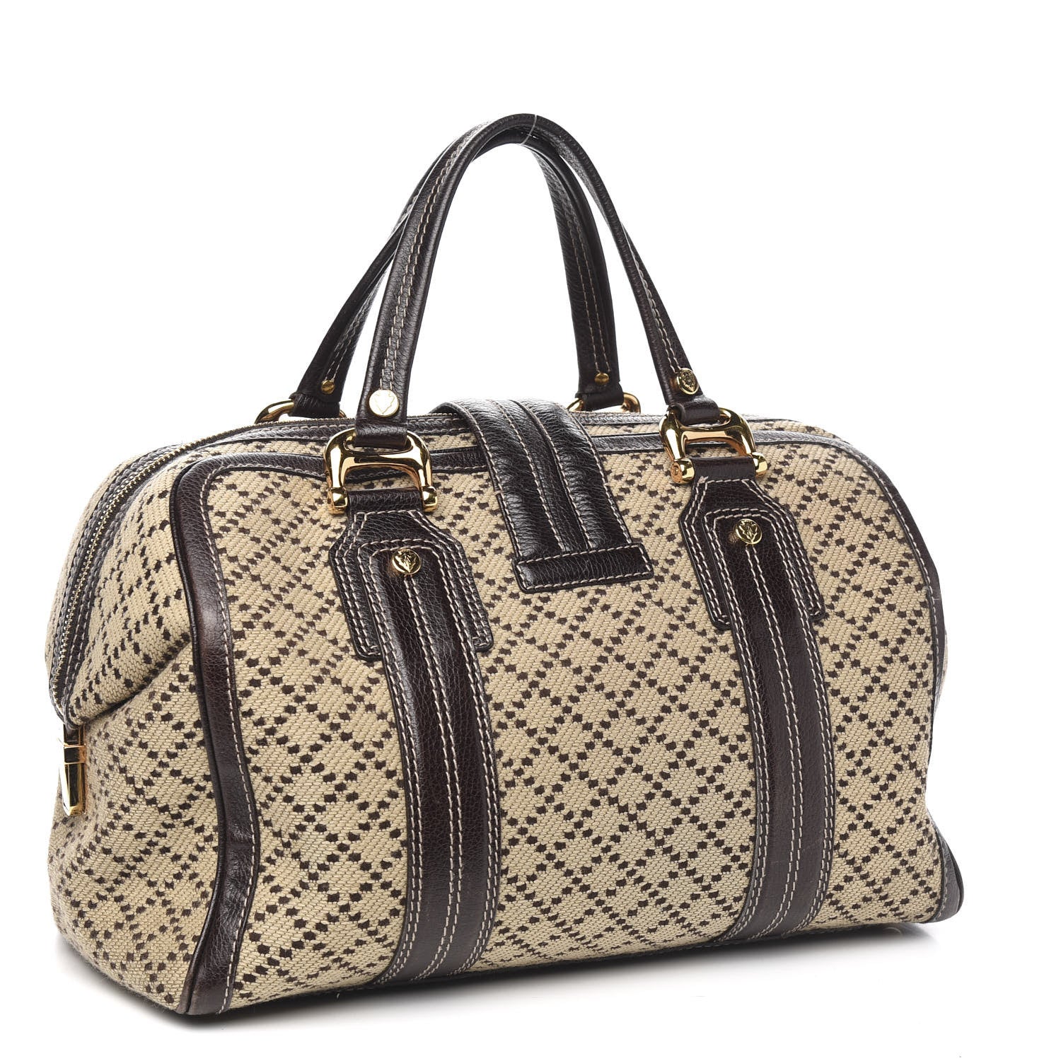 Gucci Diamante Calfskin Large Aviatrix Boston Brown 2 of 11