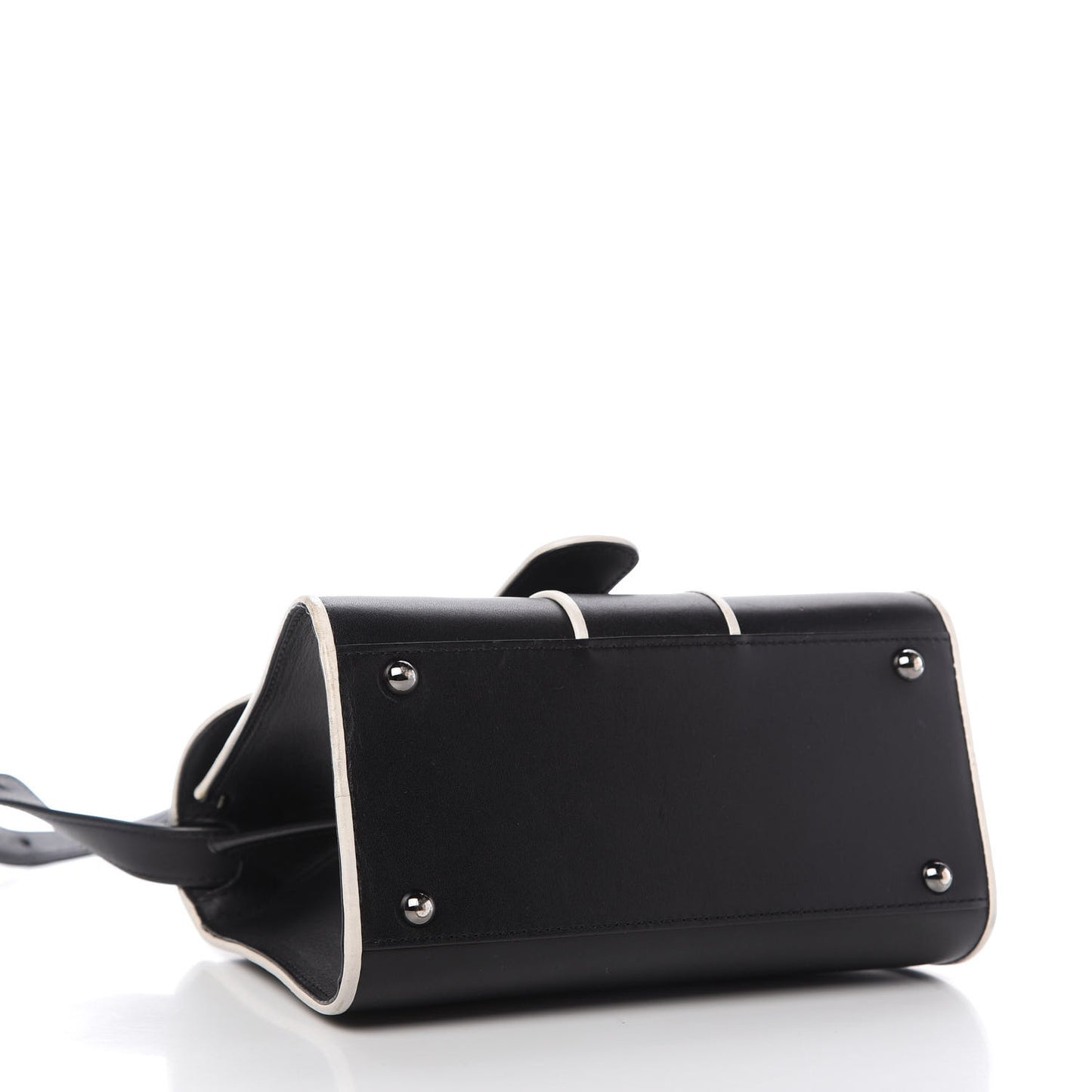 Calfskin Illusion Piped Mini Brillant Satchel Black