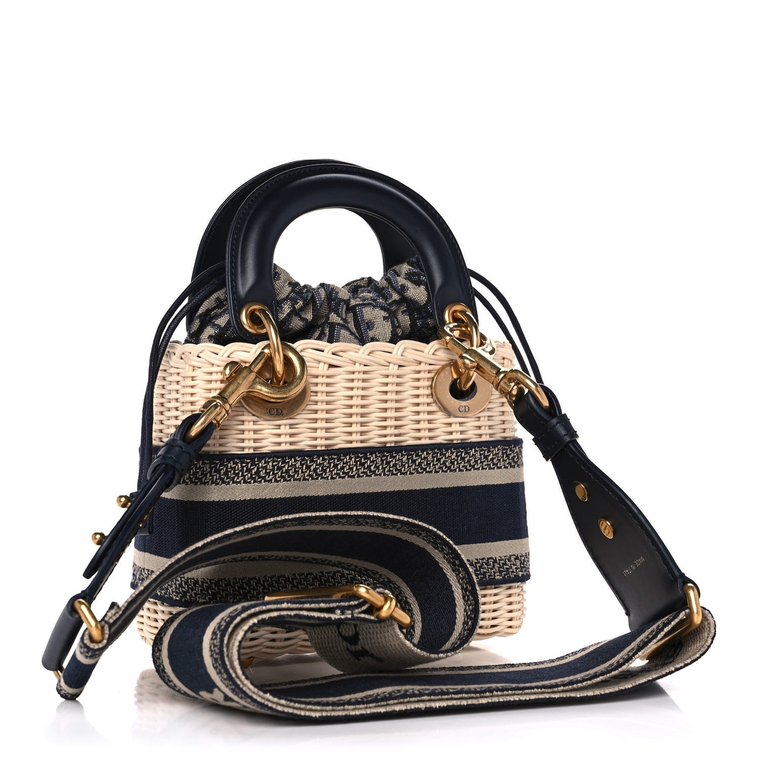 Christian Dior Wicker Oblique Mini Lady Dior Bag Blue 3 of 11