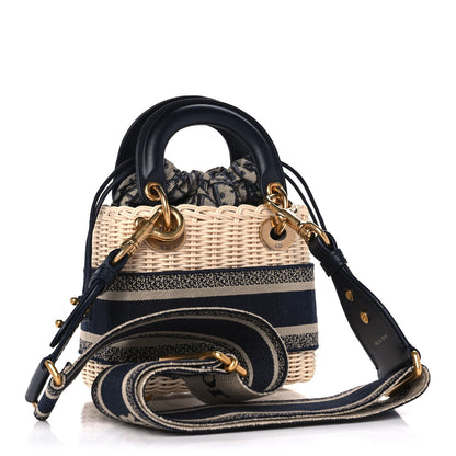 Christian Dior Wicker Oblique Mini Lady Dior Bag Blue 3 of 11