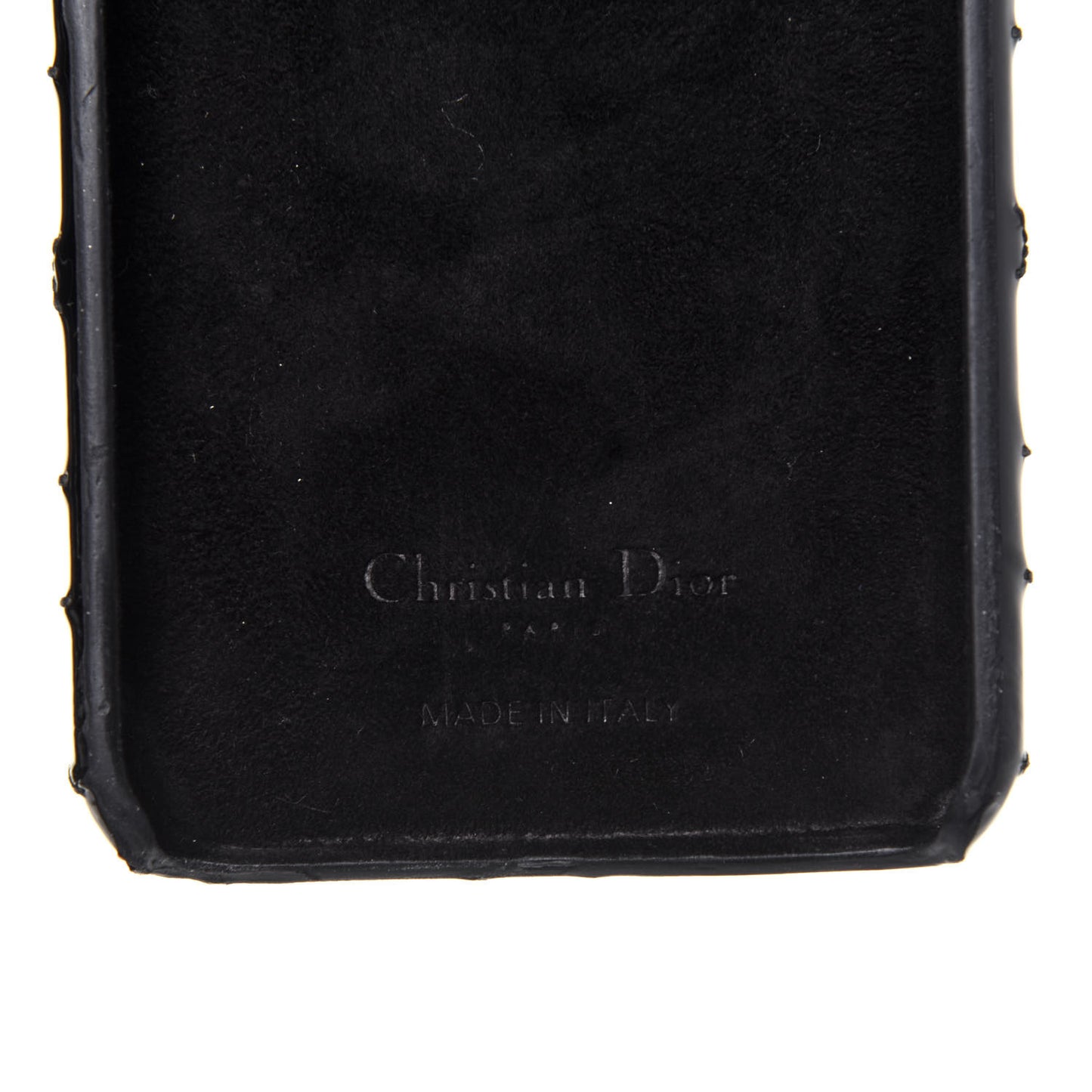 Patent Tech Calfskin Cannage Lady Dior Tech iPhone X XS Case Black