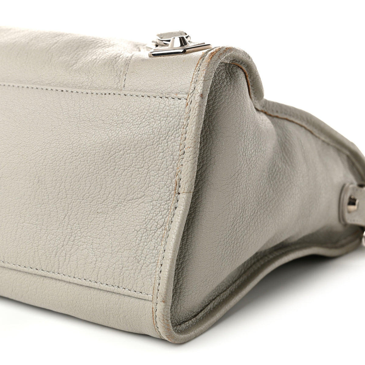 Chevre Silver Metallic Edge Hardware City Gris Glace