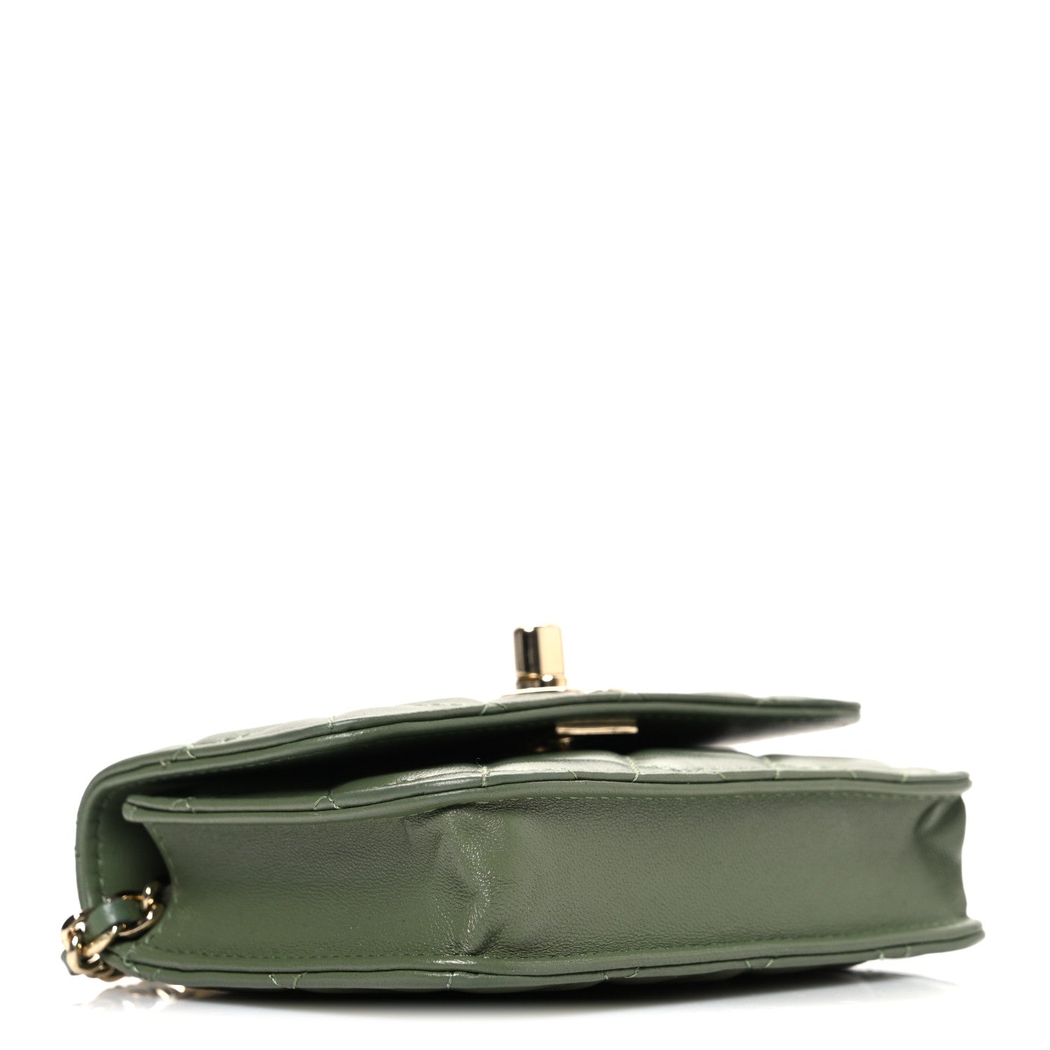 Chanel Lambskin Quilted Trendy CC Card Holder On Chain Green 4 of 12