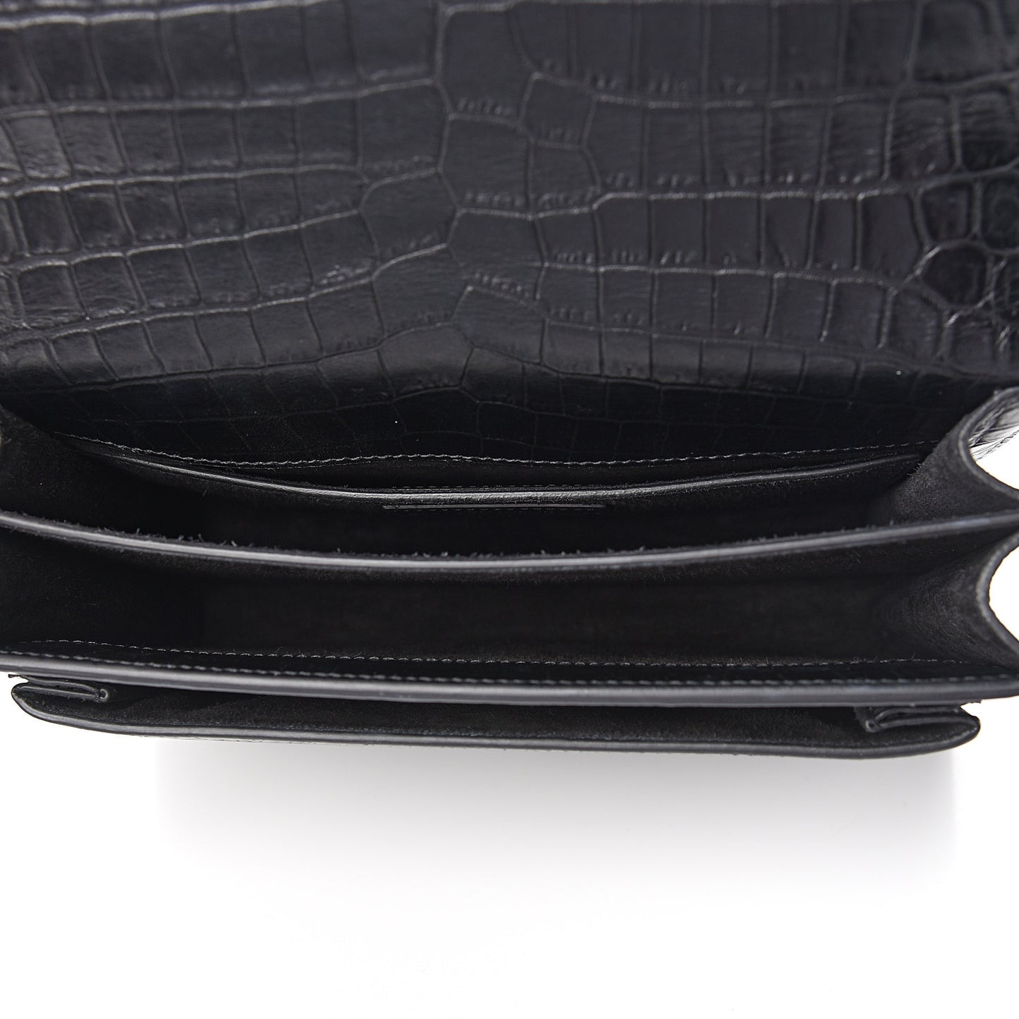 Calfskin Crocodile Embossed Medium Monogram Sunset Black