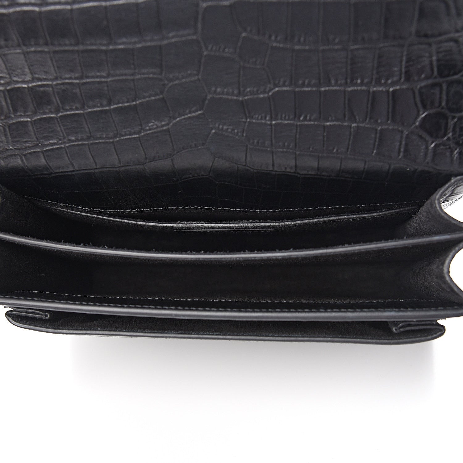 Saint Laurent Calfskin Crocodile Embossed Medium Monogram Sunset Black 4 of 8