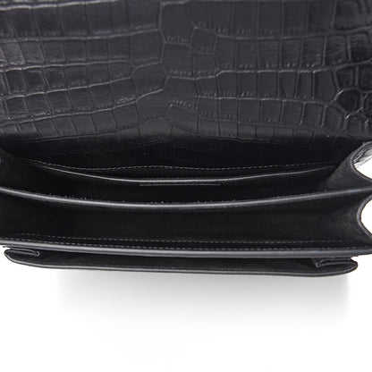 Saint Laurent Calfskin Crocodile Embossed Medium Monogram Sunset Black 4 of 8