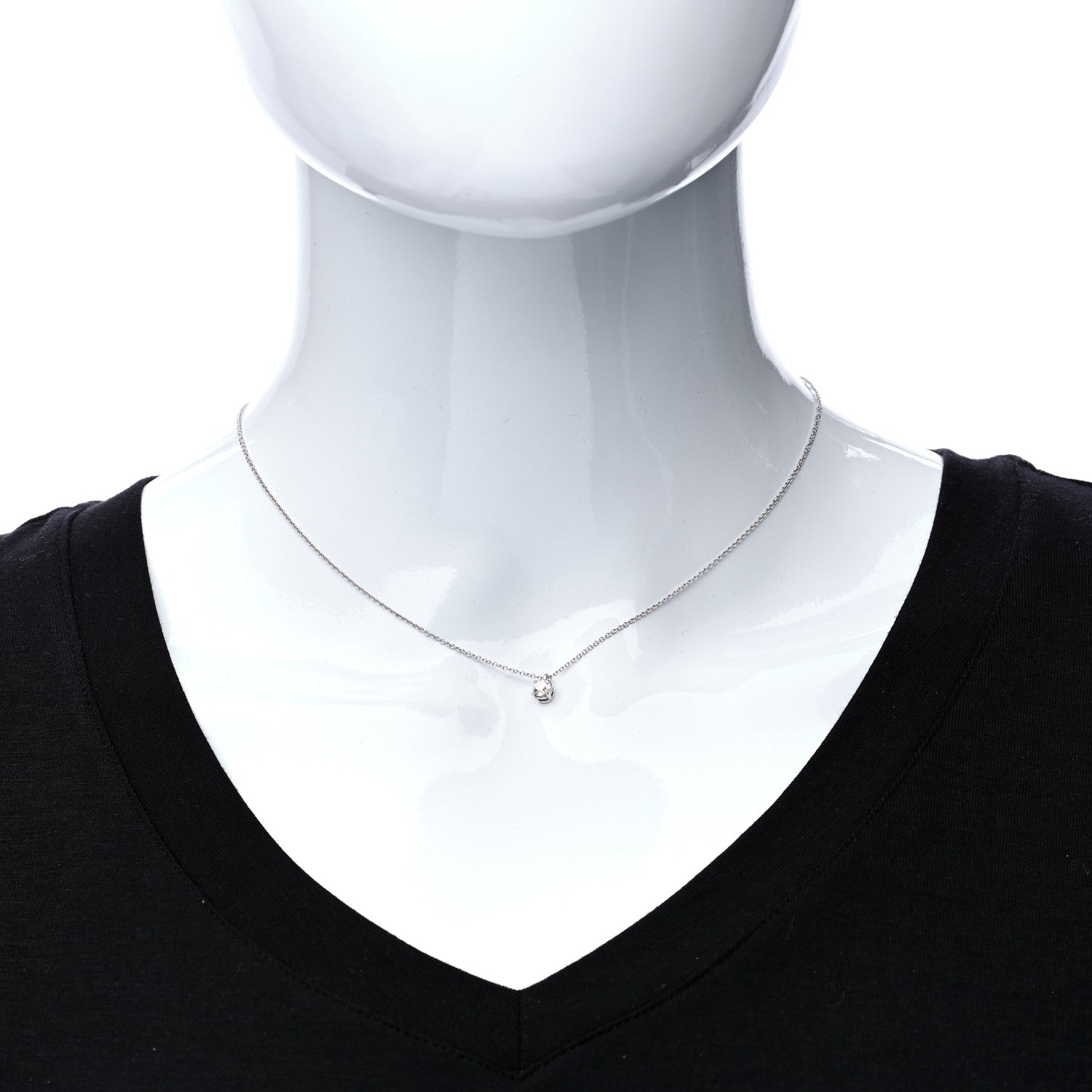 Tiffany Platinum Diamond .26ct Solitaire Pendant Necklace 2 of 7