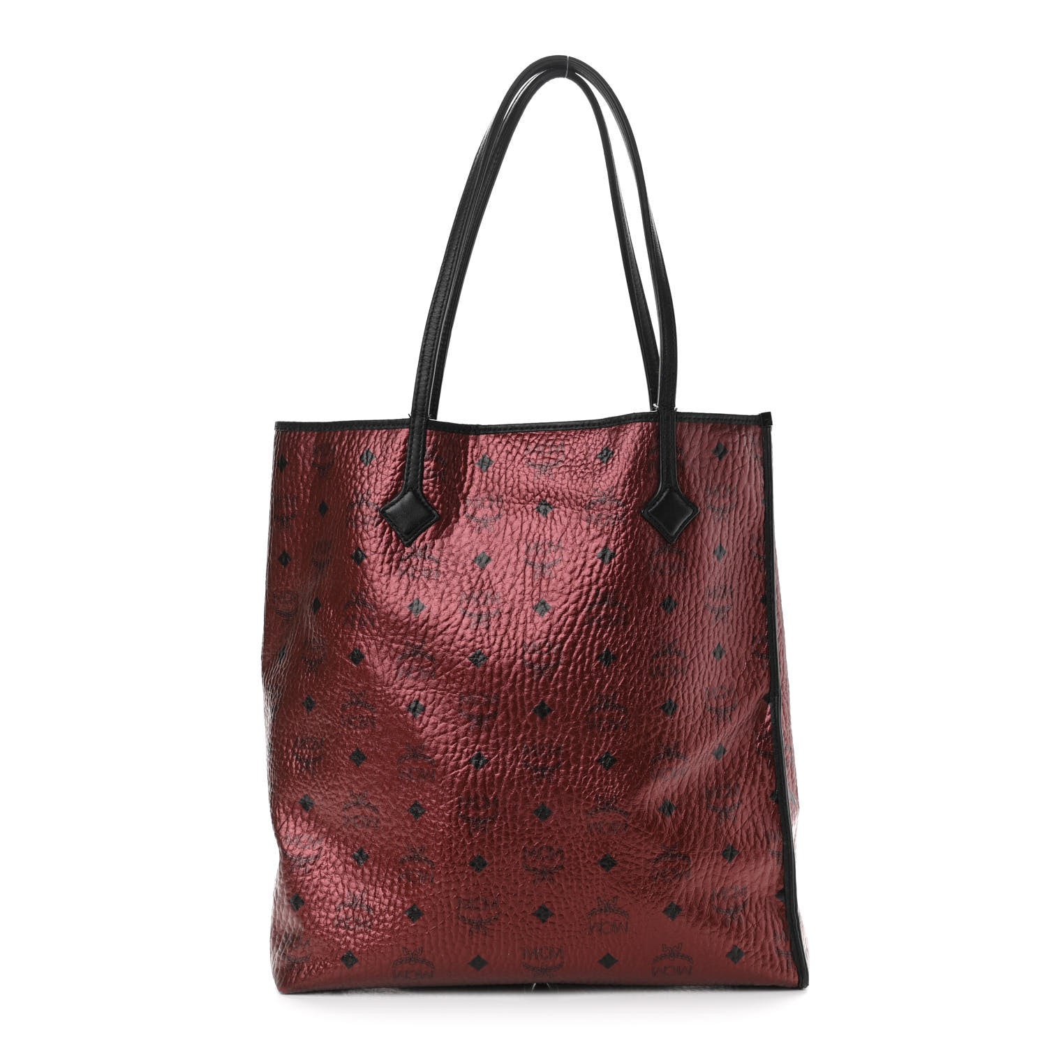 MCM Metallic Visetos Medium Kira North South Shopper Tote Scooter Red 1 of 12