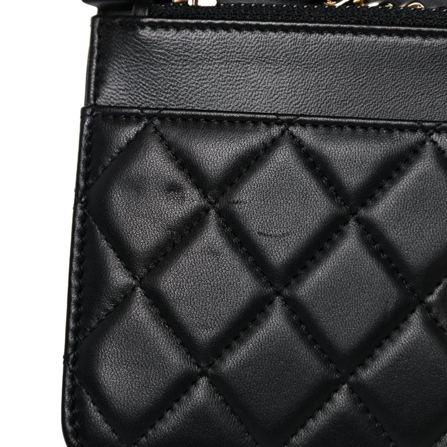 Lambskin Quilted Trendy CC Wallet On Chain WOC Black