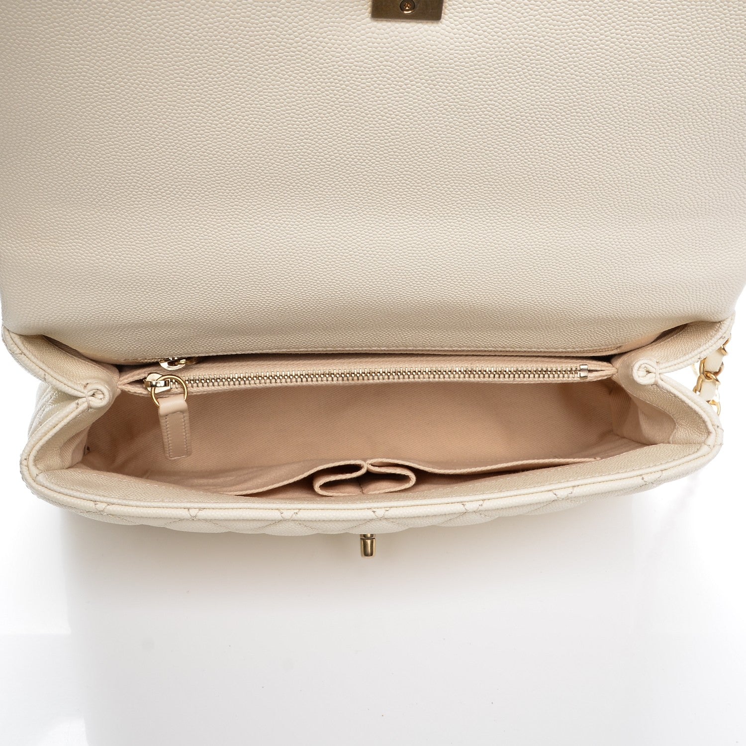 Chanel Caviar Quilted Small Coco Handle Flap White 5 of 9