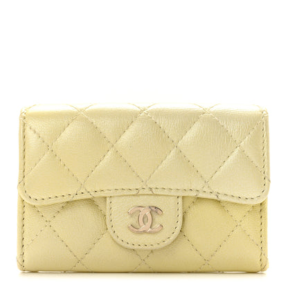 Chanel Cloudy Pearly Goatskin Quilted Flap Card Holder Wallet Light Yellow 1 of 9