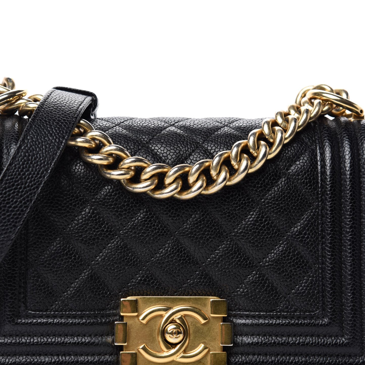 Caviar Quilted Small Boy Flap Black
