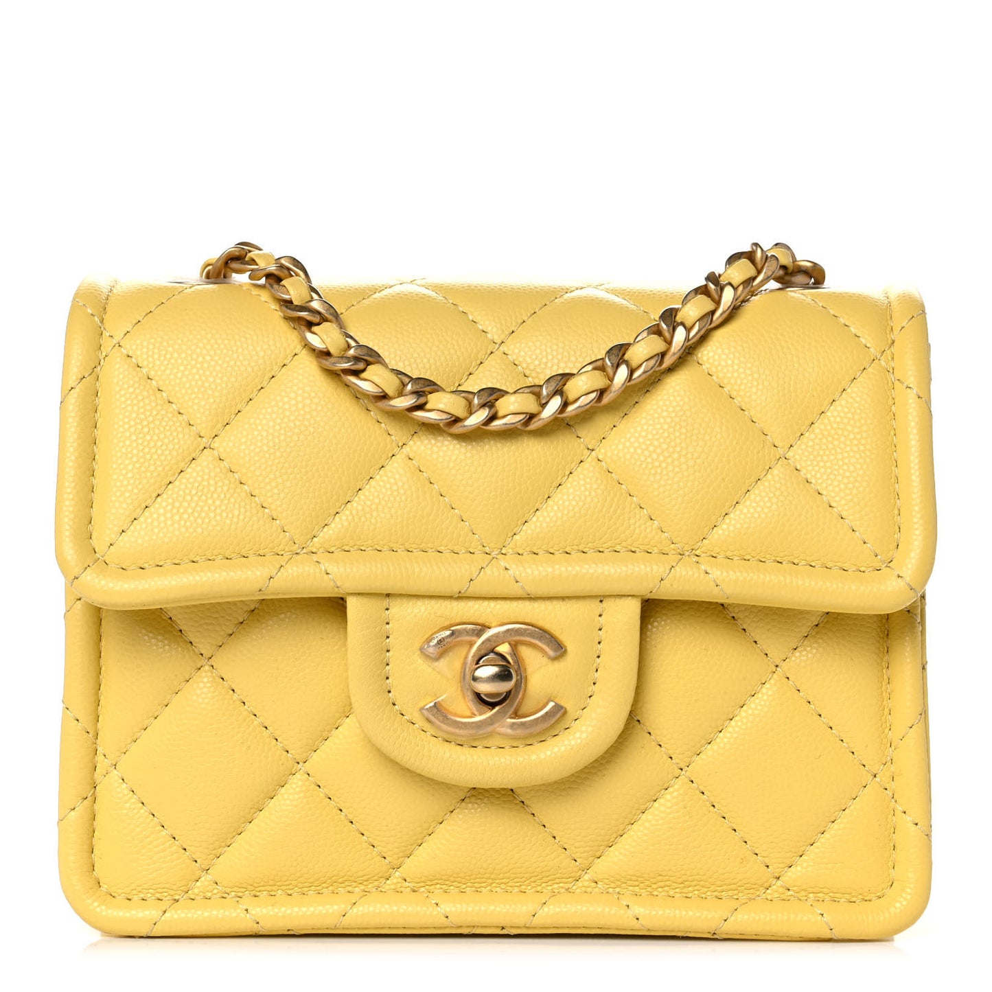 Caviar Quilted Mini Sweet Classic Flap Yellow