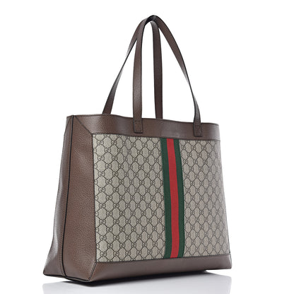 Gucci GG Supreme Monogram Web Ophidia Tote Brown 4 of 10